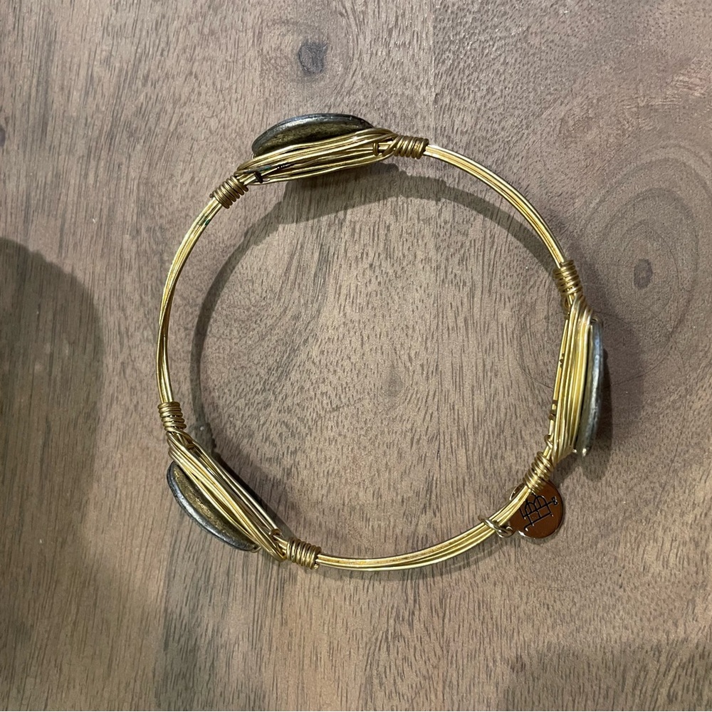 Bourbon & Bowtie Super Cool Gold and pewter Women's Bracelet with sand dollars.